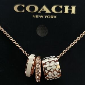 Coach Signature Enamel Necklace In Rose Gold